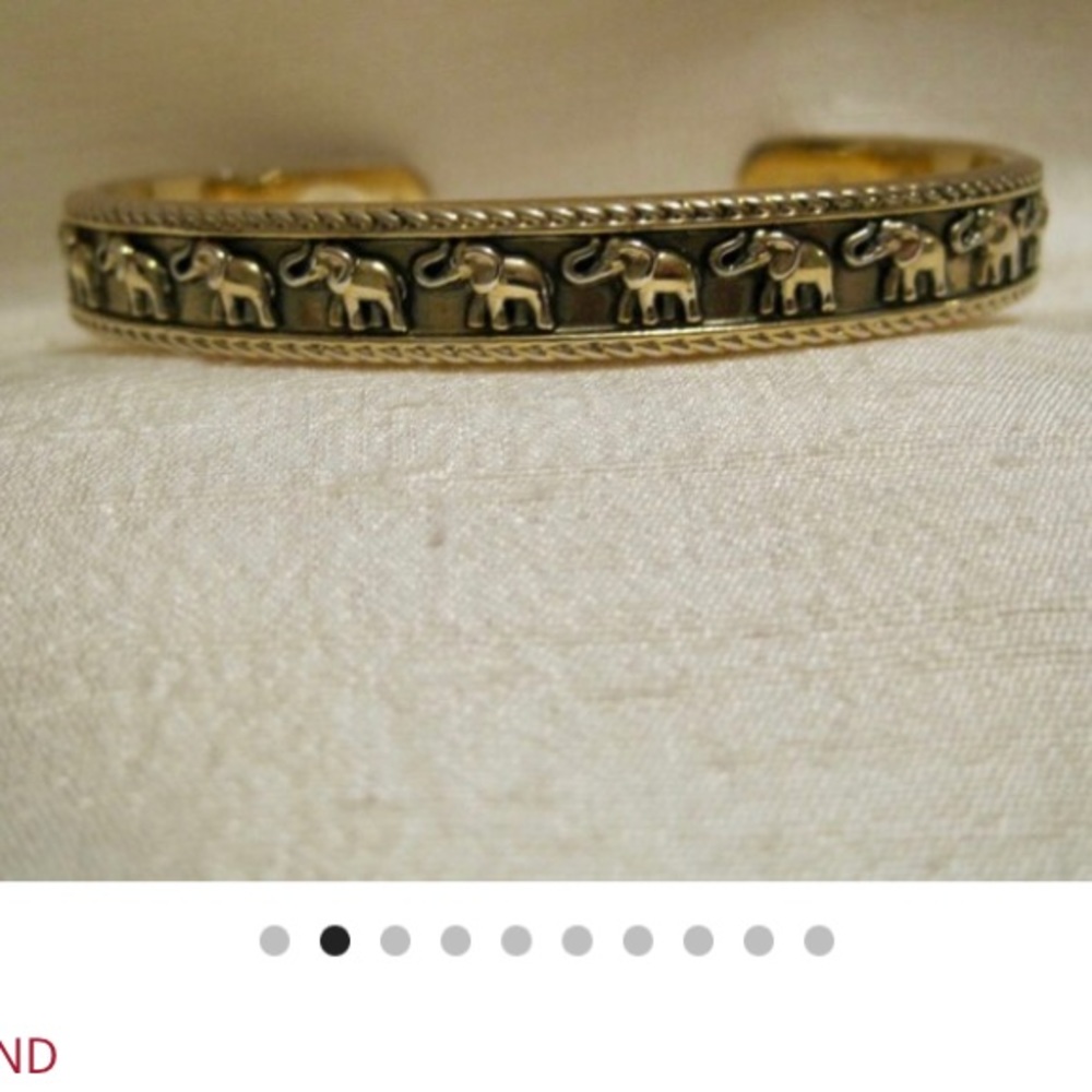 Gold plated elephant cuff bangle